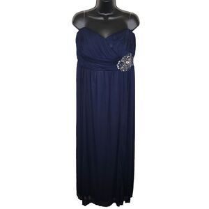 My Michelle Navy Blue Strapless beaded Embellished Gown size 16W